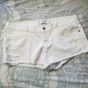 White Abercrombie Ripped Jean Shorts size …